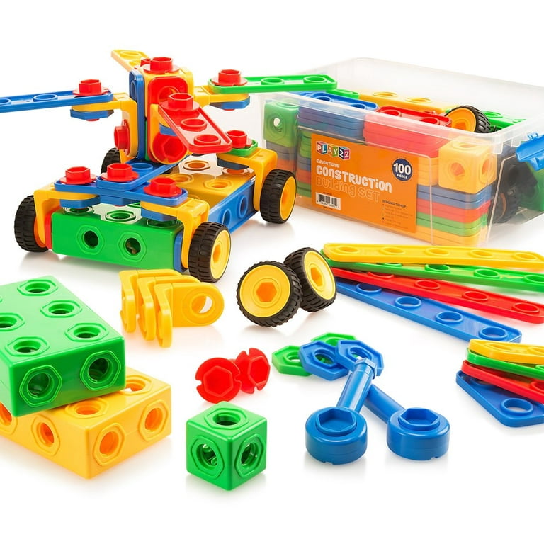 Building Blocks 104 Set Building Toys with Car Wheels STEM Construction Educational Fun Toy Set Best Toy Blocks Ages 3 Years and Up Great