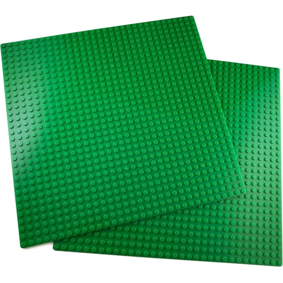 Building Blocks Base Plates Compatible with All Major Brands  2 Pack, 10-1/16" x 10-1/16" Inches Baseplate for Building Bricks  Durable and Sturdy Baseplates (2X Green)