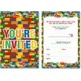 thumbnail image 1 of Building Blocks Birthday Invitations, Cute Building Blocks Birthday Party Invites with Envelopes Set of 20, 1 of 5