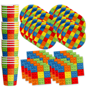 Building Blocks Birthday Party Supplies Set Plates Napkins Cups Tableware Kit for 16 by Birthday Galore