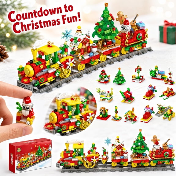 Building Blocks Christmas Holiday Countdown Gift 24 Days Advent Calendar Toy Train Set for Creative Holiday Decor Party Supplies