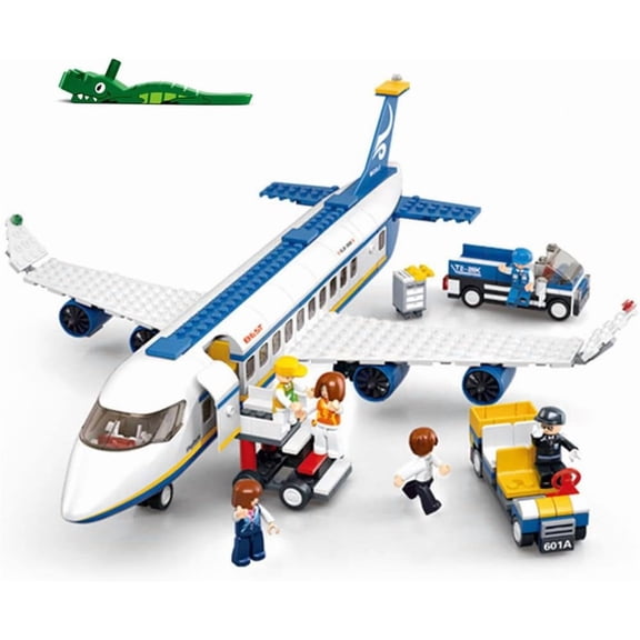 Building Blocks City Airplane Station, 463 Pcs Airport Building Kits, STEM Learning Building Bricks Toy with Helicopter, Blue and White, Toy Building Sets Gift for Kids Ages 6-12