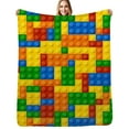 thumbnail image 1 of Building Blocks Construction Brick Flannel Blanket Warm Soft Bedding Throws Winter Camping Chair Sofa Bed, 1 of 6