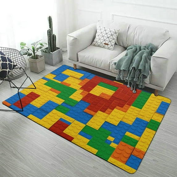 Building Blocks Construction Brick Soft Comfy Area Rugs Carpet Suitable Flannel for Living Room Kitchen Bedroom Laundry Room Home Decorations