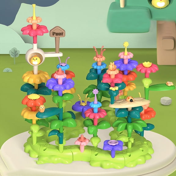 Building Blocks,Flower Building Set,Flower Garden Building Blocks Set – DIY Educational Puzzle Toys, Colorful Stem Building Kit, Creative Birthday Gift,Handwork Toys Plug And Play(51pcs/Set)