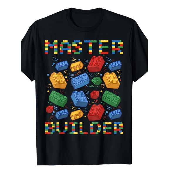 [Building Blocks Gifts Master T-Shirt] Master Builder Funny Building Blocks Gifts Men T-Shirt220g
