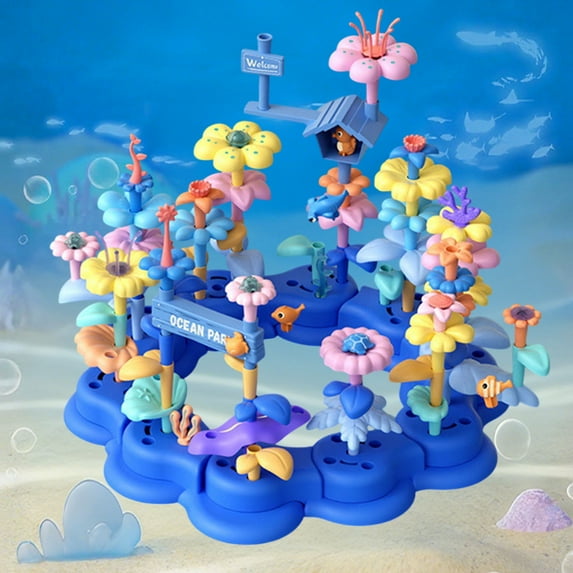 Building Blocks for Kids, STEM Toys Creative Garden Theme Set with 136 Pcs Flower Arrangement, Educational DIY Assembly Building Playset for Toddlers Boys Girls Age 4 5 6 7 8