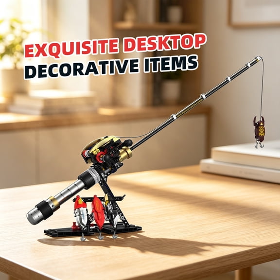 Building Blocks Kit 422 Pieces Fishing Rod Gear-Driven Reel Model Birthday Christmas Gifts for Kids 6+