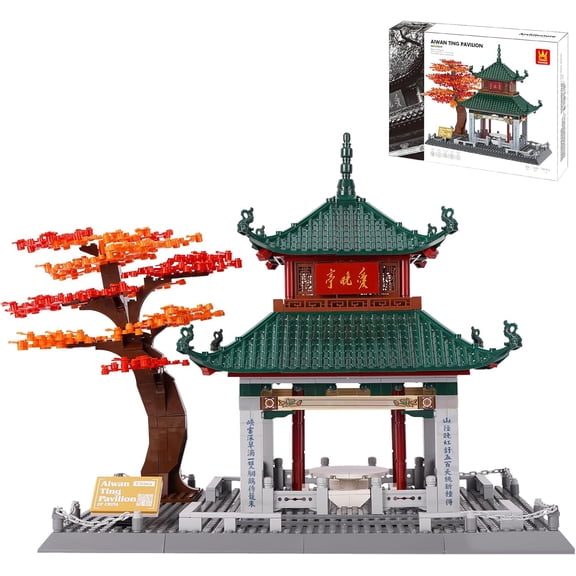 Building Blocks Set 987 PCS, Aiwan Ting Pavilion Architecture Model Kit Collection Toy Building Sets