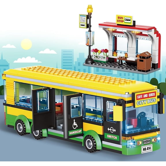Building Blocks Set City Bus,Compatible with Lego Bricks, STEM Educational Vehicle Model Gift for Boys Girls Adults(386PCS)