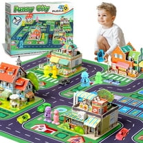 Building Blocks Set,DIY City Construction Toy Preschool Learning Educational Toys,Puzzle Building Kit with 5 Toy Cars for 6  Year Old Boys and Girls Gifts