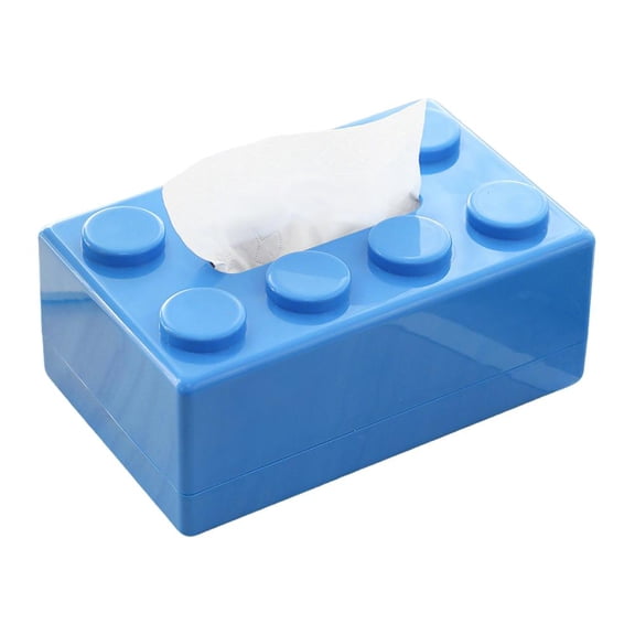 Building Blocks Tissue Box Holder, Creative Plastic Tissue Cover with Slide-Out Bottom, Universal Size for Standard/Large Rectangular Tissues for Home, Bathroom, Car, Desk