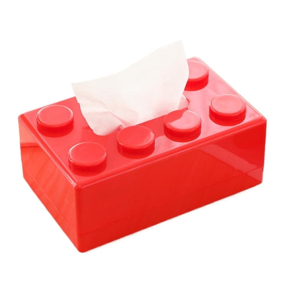 Building Blocks Tissue Box Holder, Creative Plastic Tissue Cover with Slide-Out Bottom, Universal Size for Standard/Large Rectangular Tissues for Home, Bathroom, Car, Desk