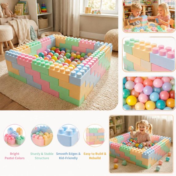 Building Blocks Toy, 64 pieces, PP material, smooth edges, educational toy for toddlers aged 18+ months