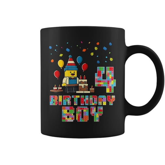 Building Bricks 4Th Birthday Boy Master Builder 4 Years Old Coffee Mugs