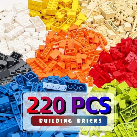 Building Bricks STEM Learning BPA-Free ABS Plastic Assorted Colors 220 Pieces