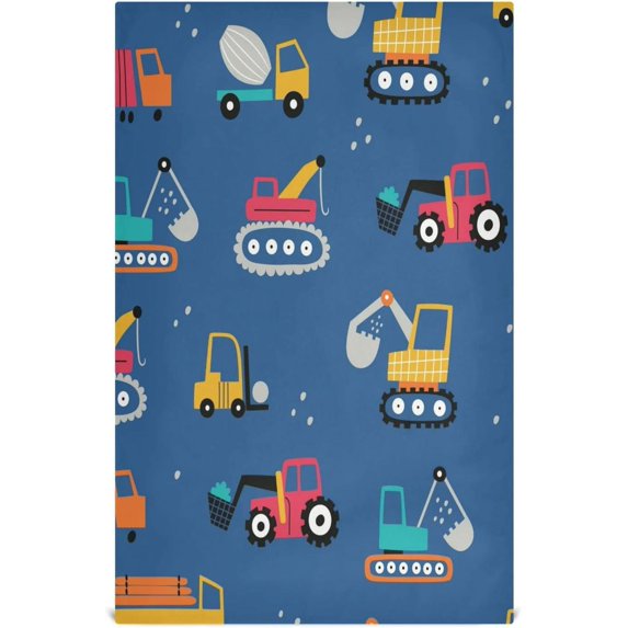 Building Equipment Trucks Kitchen Dish Towels Set of 1, Cartoon Washable Tea Towels Dishcloths Lint-Free 18x28 Inch Fast Drying for Kitchen Restaurant Bar Clean
