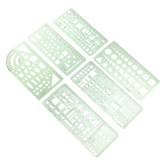 Green Geometric Drawing Template Ruler for Building Formwork Measurement and Precision Drafting Tool