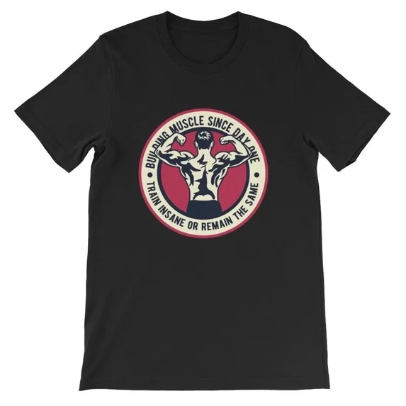 Building Muscle T-Shirt. Body Builder 100% Cotton Premium Tee NEW