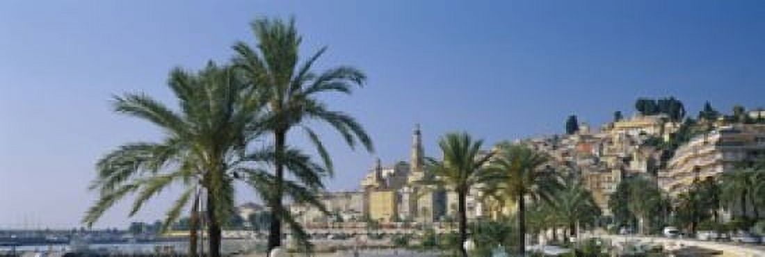 Building On The Waterfront Menton France Canvas Art - Panoramic Images (18 x 6)