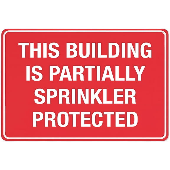 This Building Is Partially Sprinkler Protected Sign - 8"x12" UV Printed Aluminum Outdoor Sign, Weatherproof Security Sign for Home Business, Fire Sprinkler Alert