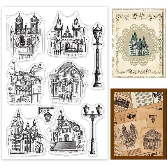 Building Pattern Transparent Stamp Street Light Transparent PVC Seal Stamp