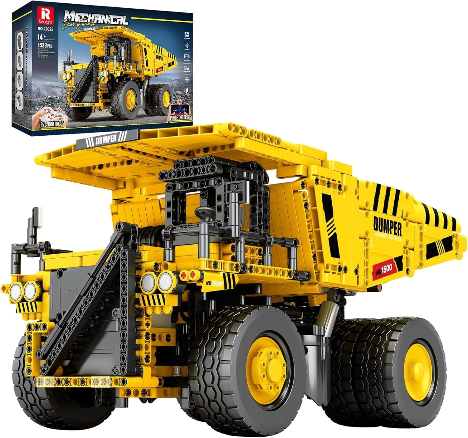 Building Set for Adults with Control Remote STEM Gifts for Teens Age 14 and up, Mining Dump Truck Collectible Model for Birthday, Heavy-Duty Construction Vehicle Building Toys Kit 22025