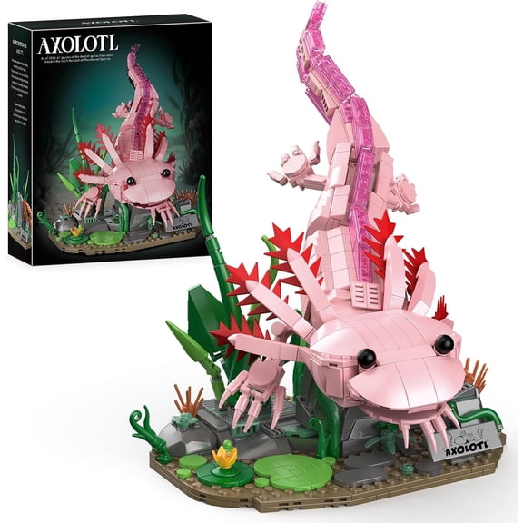 Building Set, Axolotl Toy Animal Building Blocks with Plants, Animals Display Model Kit, Gifts for Adults Teens Age (998 PCS)