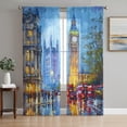 thumbnail image 1 of Building Sheer Curtains 96 Inch Length 2 Panels Set, Modern Art Voile Window Treatment Semi Sheer Long Curtains Drapes for Bedroom/Living Room/Kitchen 52"x96"x2, 1 of 8