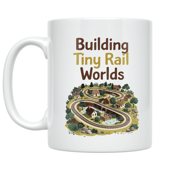 Building Tiny Rail Worlds Train Model Art - Train Enthusiast - 11 oz Ceramic Coffee Mug