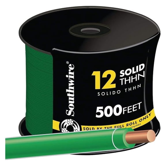 Building Wire 12 Ga, Single Conductor 20 Amp 600 V 90 Deg C 500 ' Green