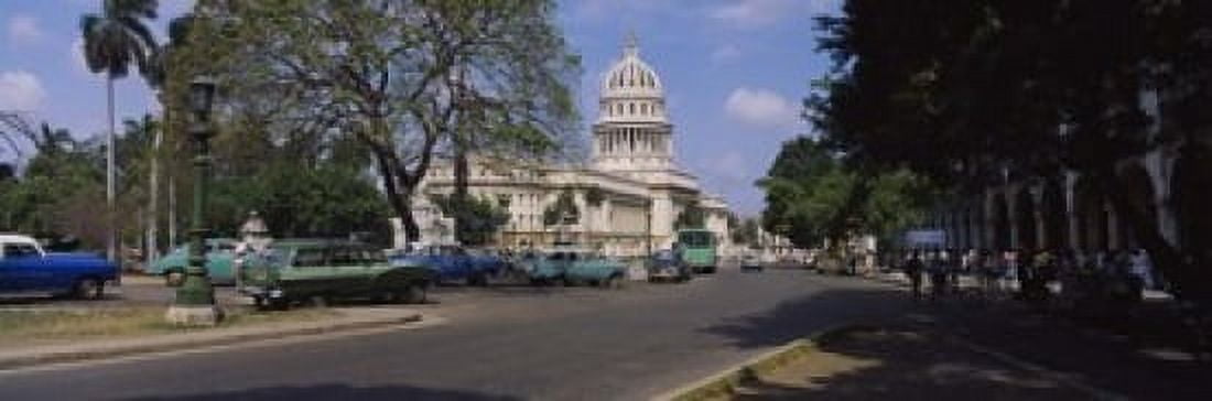 Building along a road Capitolio Havana Cuba Canvas Art - Panoramic Images (18 x 6)