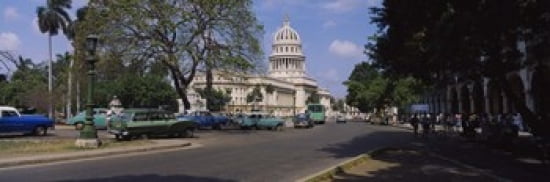 Building along a road Capitolio Havana Cuba Canvas Art - Panoramic Images (36 x 12)