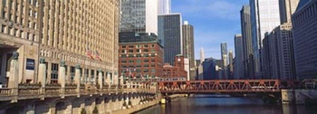 Building at the waterfront Merchandise Mart Chicago River Chicago Cook County Illinois USA Canvas Art - Panoramic Images (18 x 7)