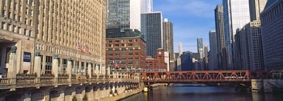 Building at the waterfront Merchandise Mart Chicago River Chicago Cook County Illinois USA Canvas Art - Panoramic Images (36 x 13)
