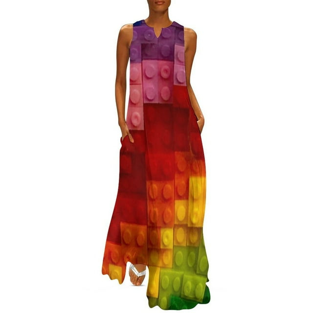 Building block style colours Long Dress dress for women summer Women"s