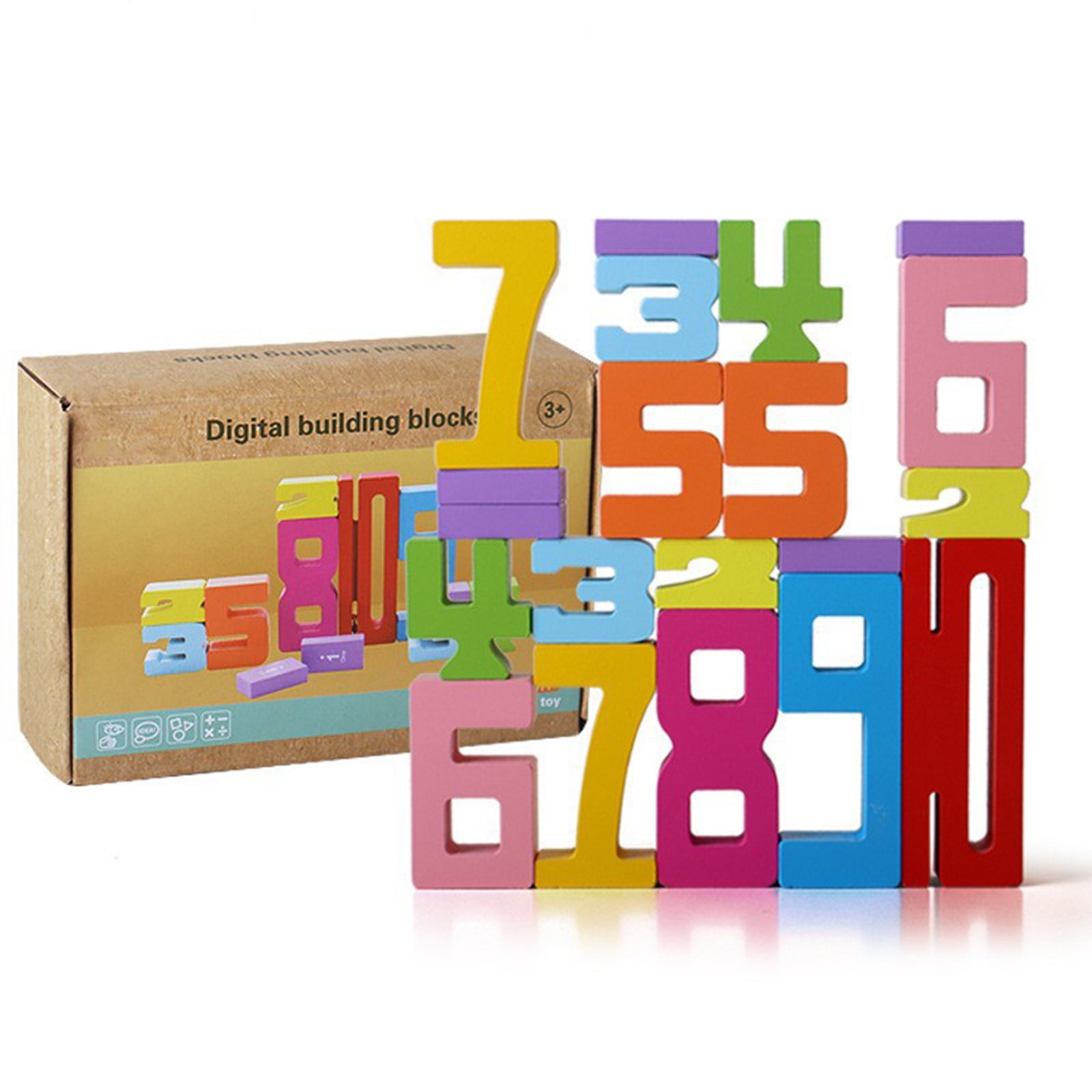 Baby's First Math Concepts: Introducing Numbers And Patterns Building blocks Wooden Number Puzzle Set and Educational Toys for 3