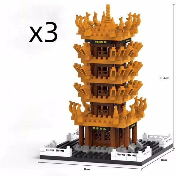 Building blocks Yellow crane Tower boys building series giant assembly picture educational toy girl series