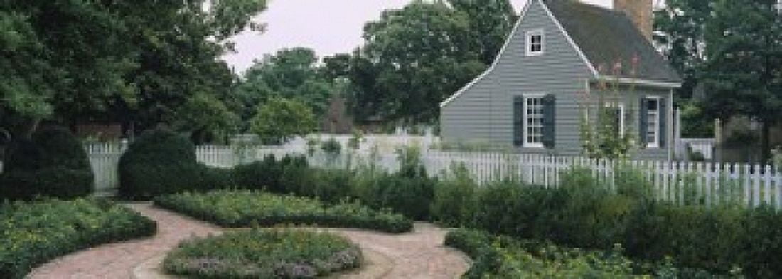 Building in a garden Williamsburg Virginia USA Canvas Art - Panoramic Images (18 x 7)