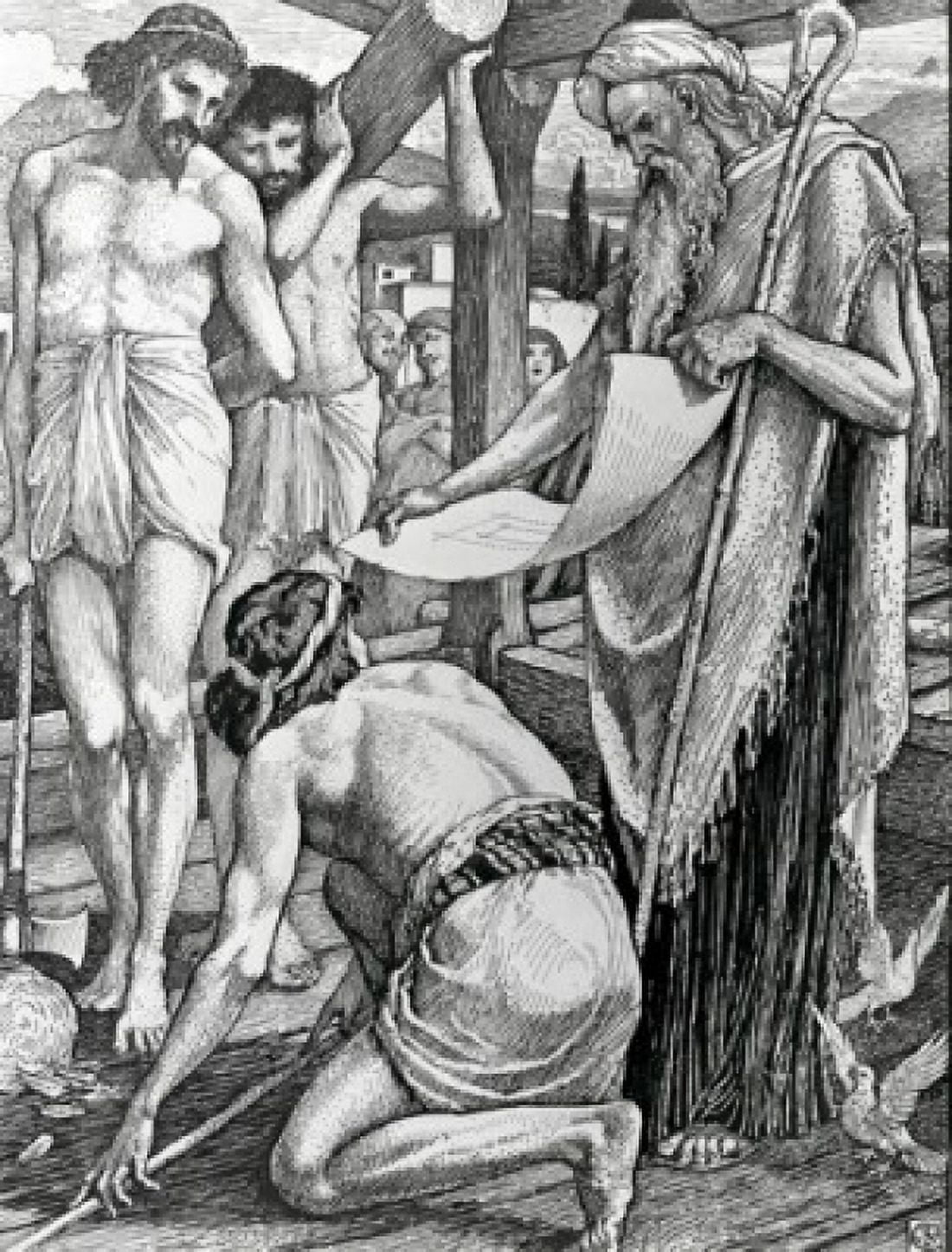 Building of Ark by Walter Crane illustration (1845-1915) Canvas Art - (24 x 36)