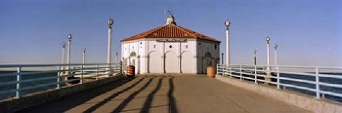 Building on a pier Manhattan Beach Pier Manhattan Beach Los Angeles County California USA Canvas Art - Panoramic Images (18 x 6)