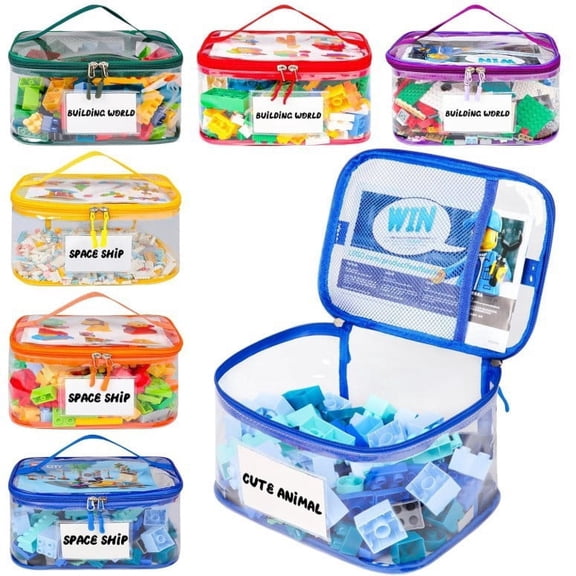 Clear PVC Toy Storage Organizer Bag for Building Tiles and Magnetic Blocks
