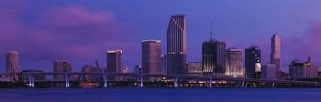 Buildings At The Waterfront Miami Florida USA Canvas Art - Panoramic Images (18 x 6)