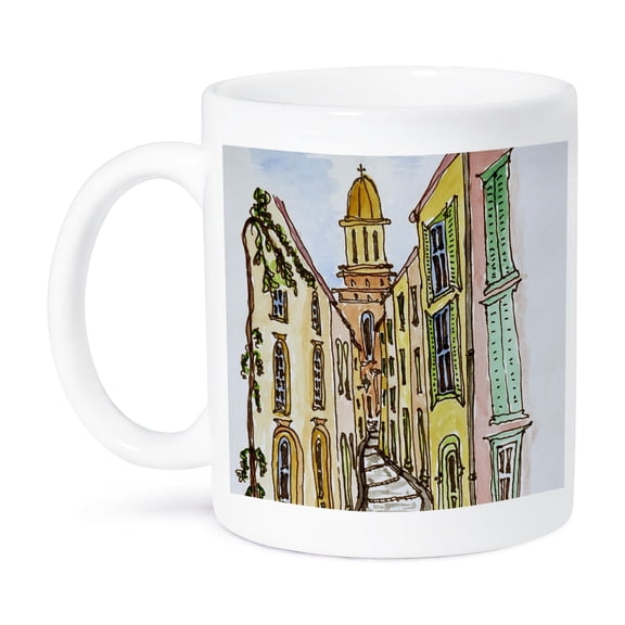 3drose, Buildings Crowd Narrow Streets, Saint-tropez, French Riviera, France, 15oz Mug
