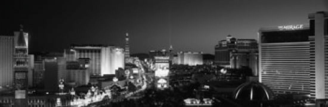 Buildings Lit Up At Night Las Vegas Nevada USA Canvas Art - Panoramic Images (18 x 6)