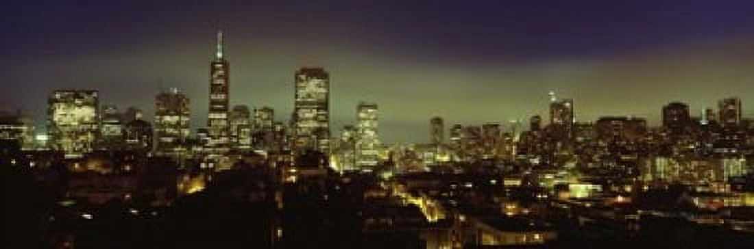 Buildings Lit Up At Night San Francisco California USA Canvas Art - Panoramic Images (18 x 6)