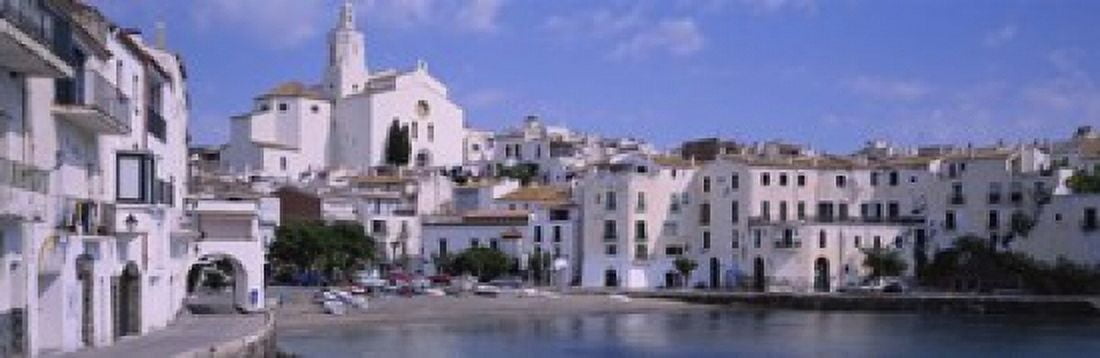 Buildings On The Waterfront Cadaques Costa Brava Spain Canvas Art - Panoramic Images (18 x 6)