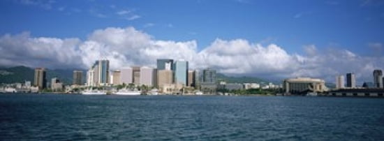 Buildings On The Waterfront Downtown Honolulu Hawaii USA Canvas Art - Panoramic Images (36 x 13)