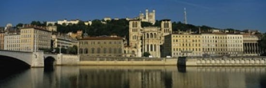 Buildings On The Waterfront Saone River Lyon France Canvas Art - Panoramic Images (36 x 12)