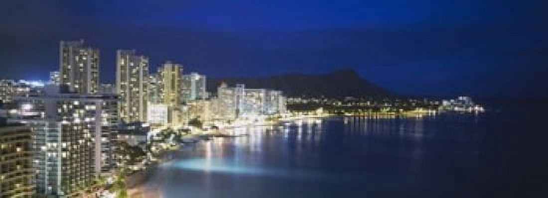 Buildings On The Waterfront Waikiki Honolulu Oahu Hawaii USA Canvas Art - Panoramic Images (18 x 7)